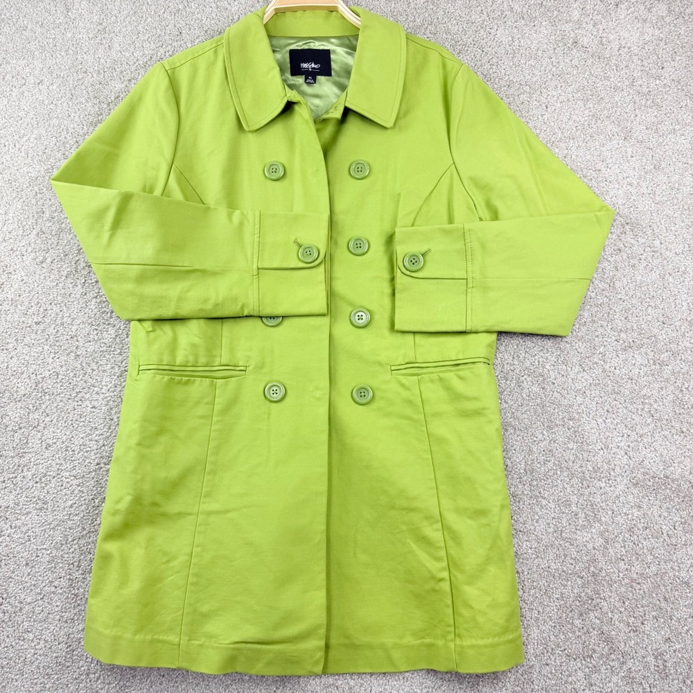 Mossimo Trench Coat Size XL Green Double Breasted Layering Preppy Transitional